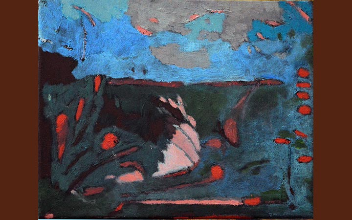 little garden IV, oil paint, pigments, graphite, oil pastel on canvas, 30 x 24 cm