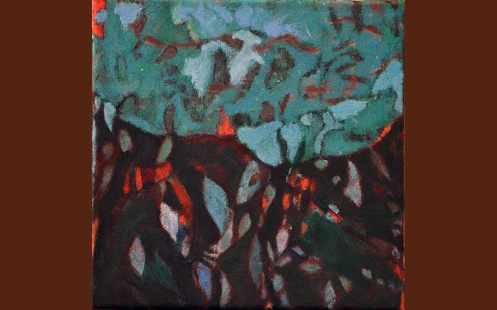 little garden VI, oil paint, pigments, graphite, oil pastel on canvas, 25 x 25 cm