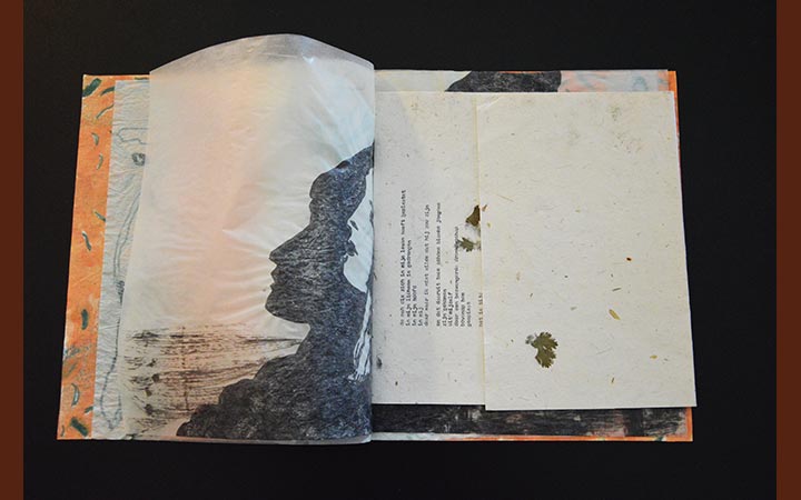 thoughtbook III 2015  het veren bed – out of me, gouache, egg tempera, ink, typewriter, 23.1 x 27.7 cm