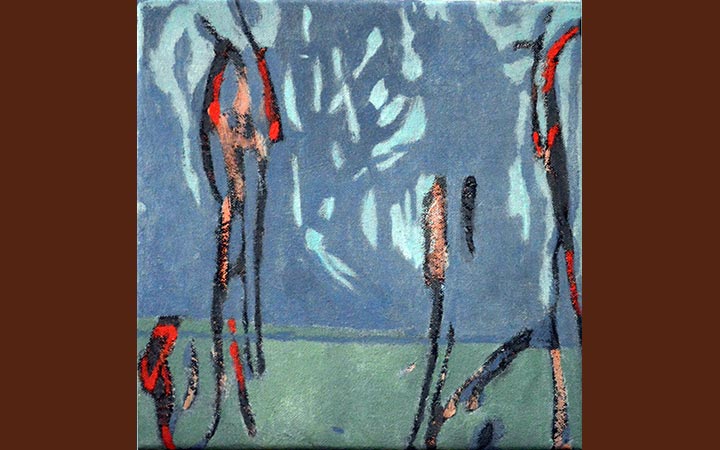 little garden II, oil paint, pigments, graphite, oil pastel on canvas, 25 x 25 cm